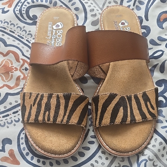 Brown and Animal Print Sandals - Picture 1 of 3